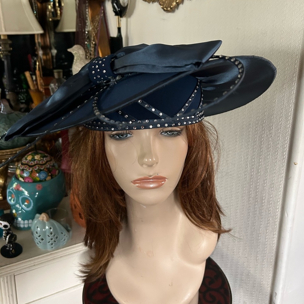 Vintage Cobalt Blue Wide Brim Hat - Picture 1 of 10